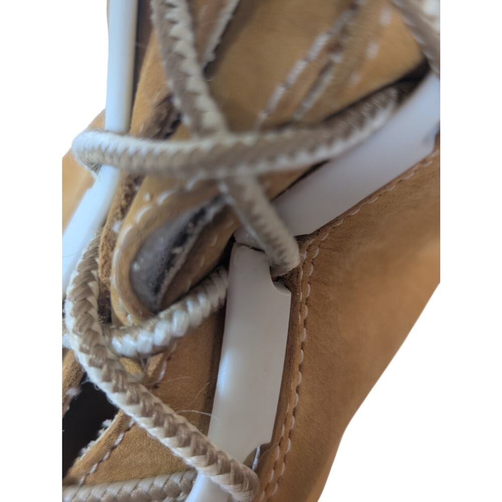 TIMBERLAND! PECAN BROWN GENUINE LEATHER, NUBUCK FINISH, UNIQUE HEEL BOOTS! 8M - Picture 15 of 16